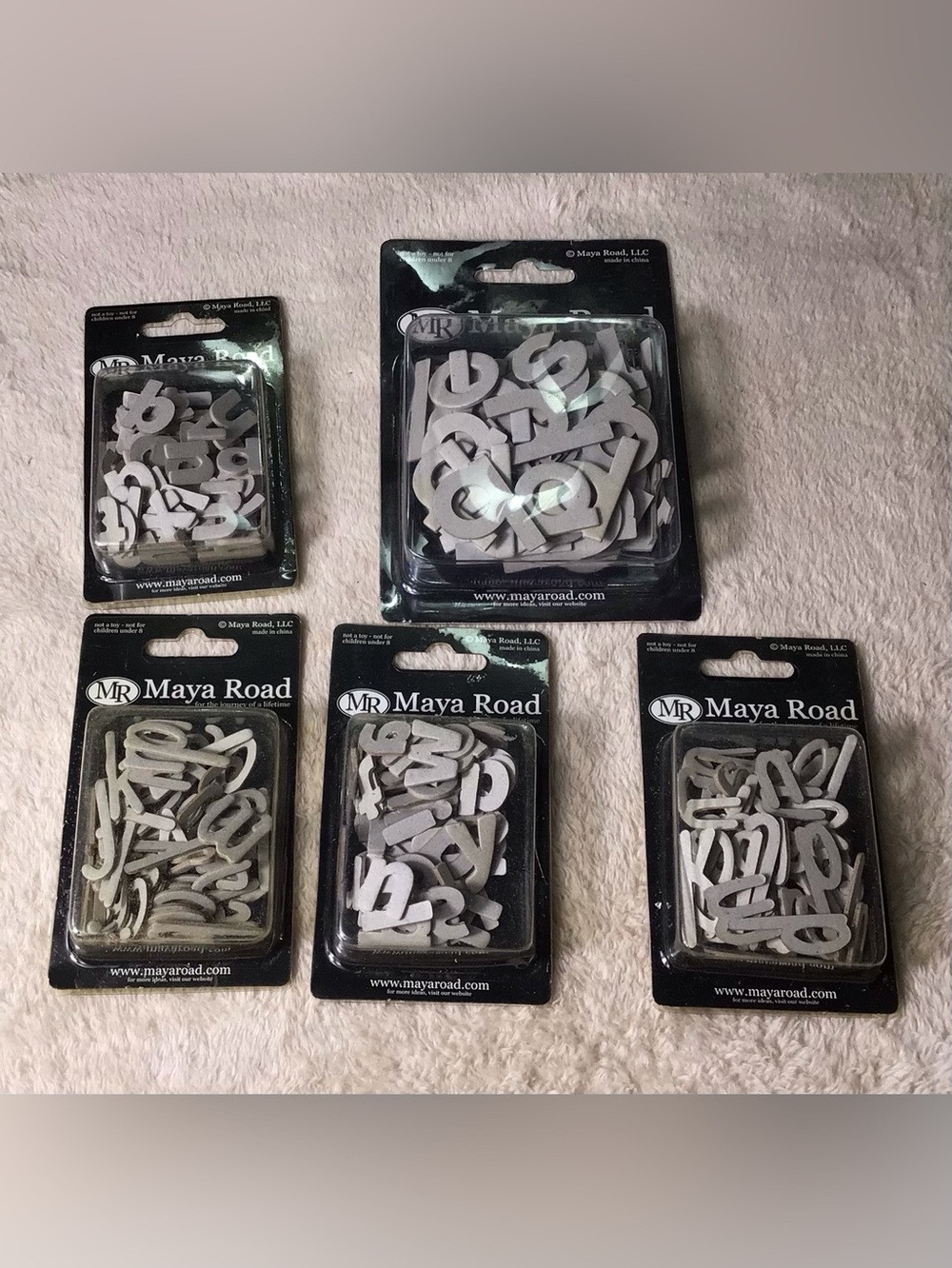 Gray chipboard alphabet pieces